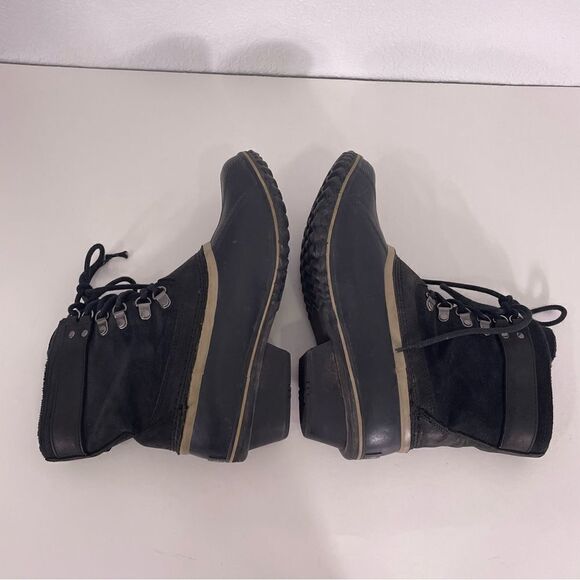Sorel Black Leather Mid Calf Lace Up Winter Boots - Picture 7 of 10